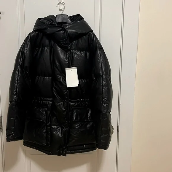 LVIR Hooded Leather Puffer Coat Size M - Picture 6 of 15